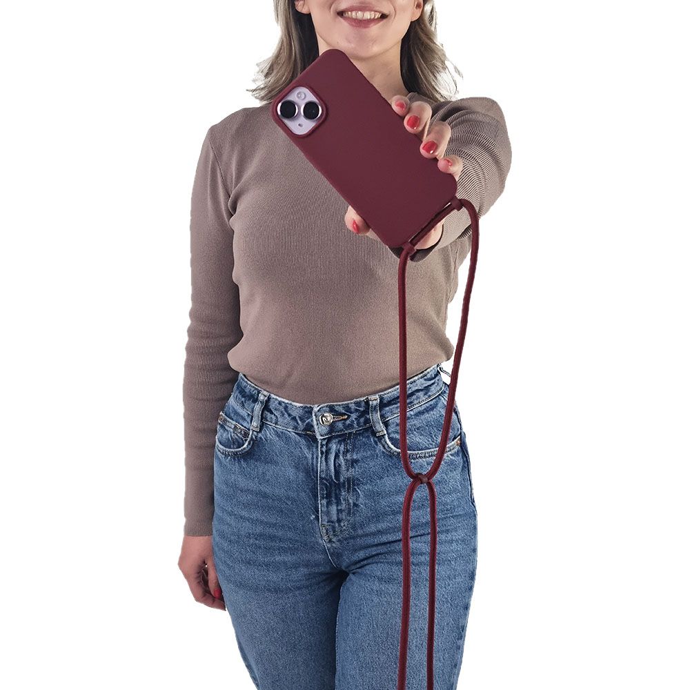 Θήκη Σιλικόνης με Κορδόνι CarryHang Sonique Samsung Galaxy S24 / S24 Plus / S24 Ultra / S24 FE Μπορντό