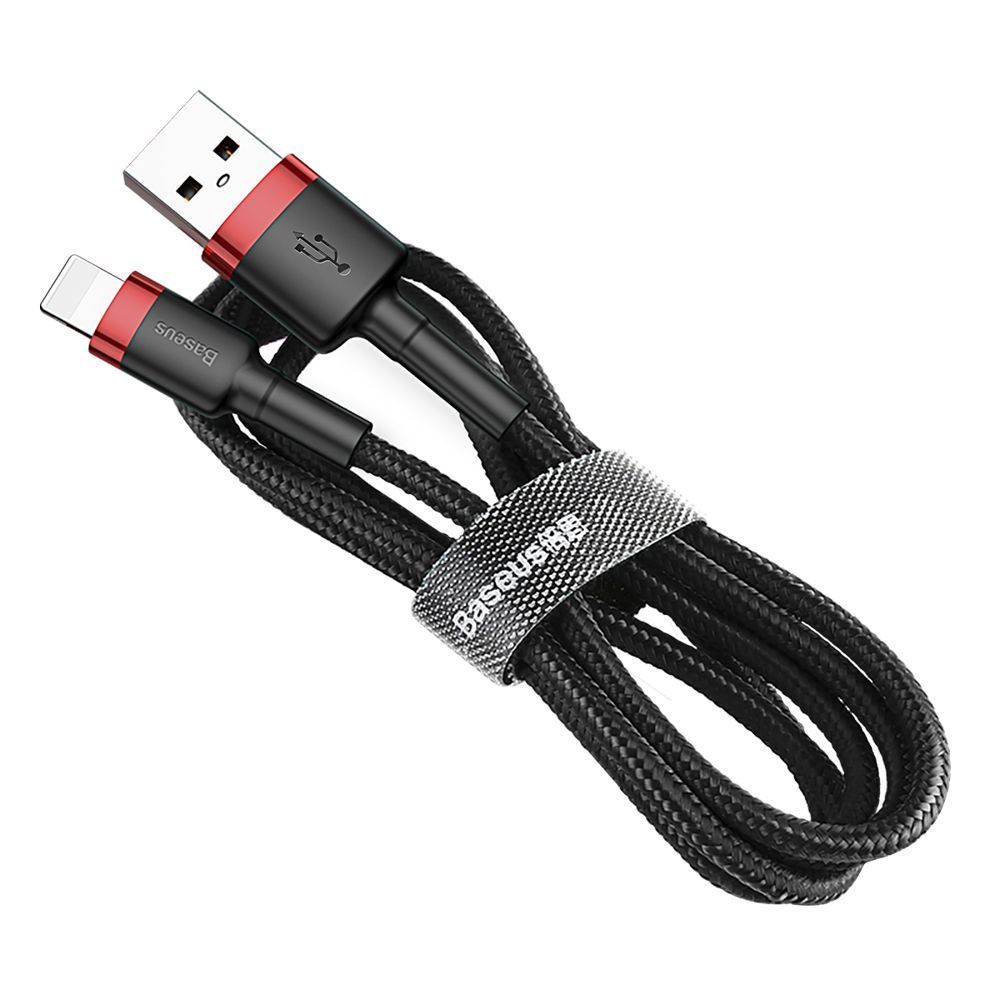 Καλώδιο Baseus Cafule Braided USB 2.0 / Lightning 1.5A 2m Μαύρο / Κόκκινο