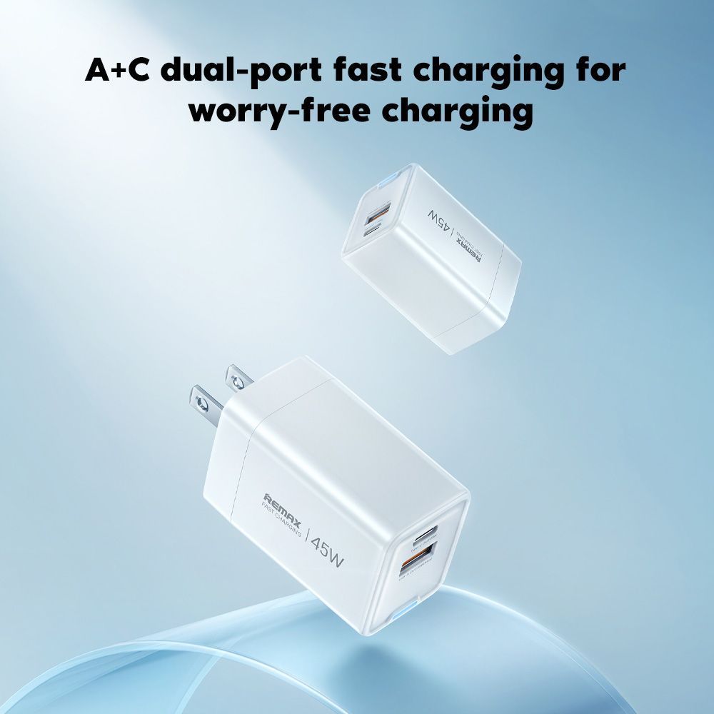 Φορτιστής REMAX GaN Fast Charge CA05(AC45W) 45W ,A+C Λευκό