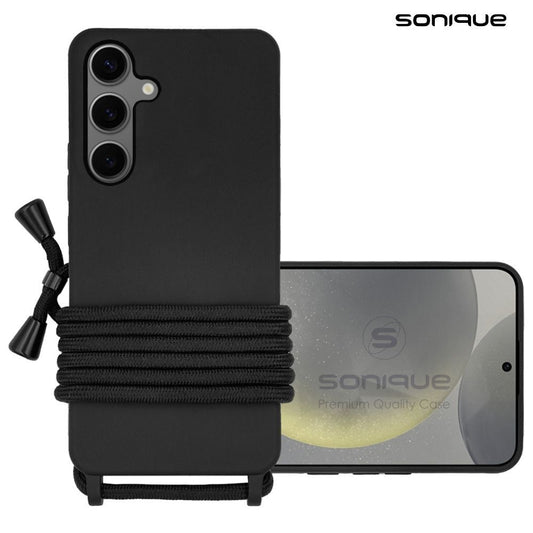 Θήκη Σιλικόνης με Κορδόνι CarryHang Sonique Samsung Galaxy S24 / S24 Plus / S24 Ultra / S24 FE Μαύρο