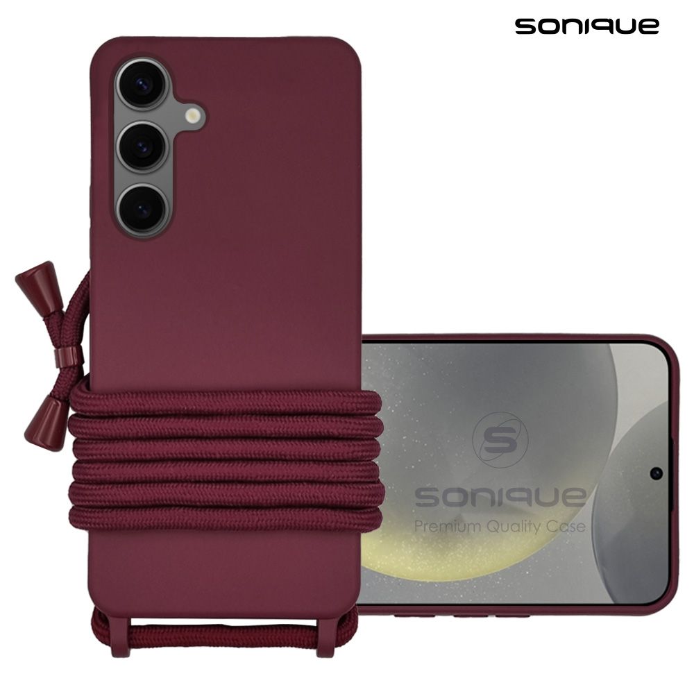 Θήκη Σιλικόνης με Κορδόνι CarryHang Sonique Samsung Galaxy S24 / S24 Plus / S24 Ultra / S24 FE Μπορντό