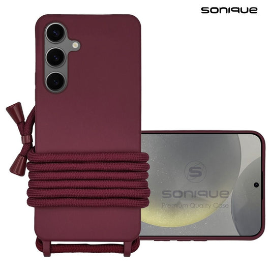 Θήκη Σιλικόνης με Κορδόνι CarryHang Sonique Samsung Galaxy S24 / S24 Plus / S24 Ultra / S24 FE Μπορντό