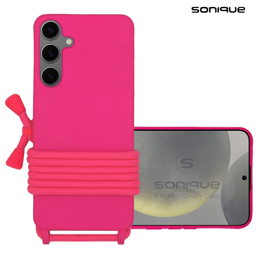 Θήκη Σιλικόνης με Κορδόνι CarryHang Sonique Samsung Galaxy S24 / S24 Plus / S24 FE Φουξ