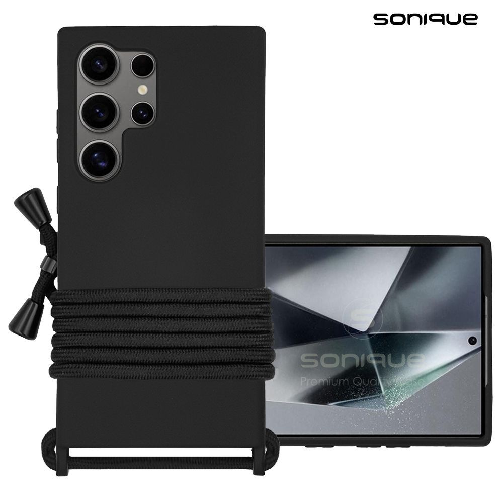 Θήκη Σιλικόνης με Κορδόνι CarryHang Sonique Samsung Galaxy S24 / S24 Plus / S24 Ultra / S24 FE Μαύρο