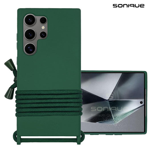 Θήκη Σιλικόνης με Κορδόνι CarryHang Sonique Samsung Galaxy s24 / S24 Plus / S24 Ultra / S24 FE Πράσινο Σκούρο