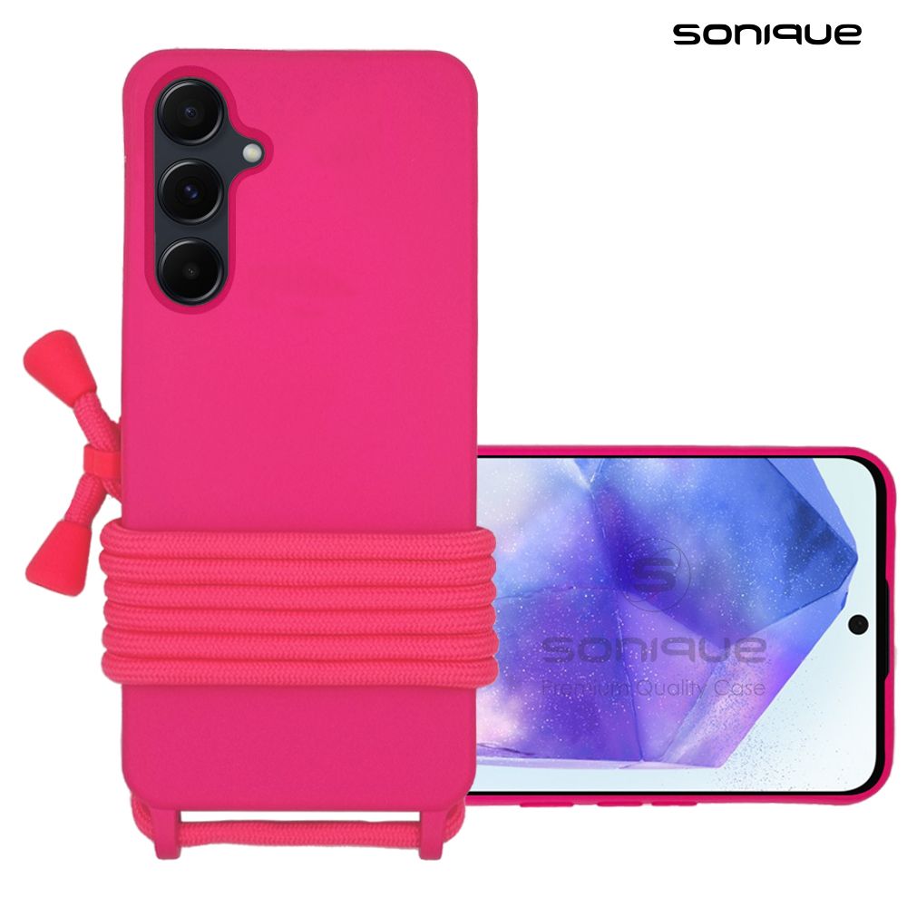 Θήκη Σιλικόνης με Κορδόνι CarryHang Sonique Samsung Galaxy A55 5G Φουξ