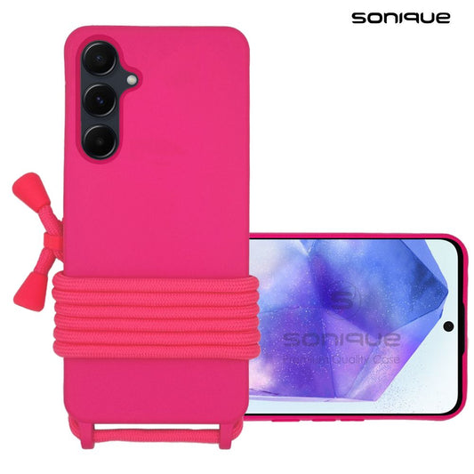 Θήκη Σιλικόνης με Κορδόνι CarryHang Sonique Samsung Galaxy A55 5G Φουξ