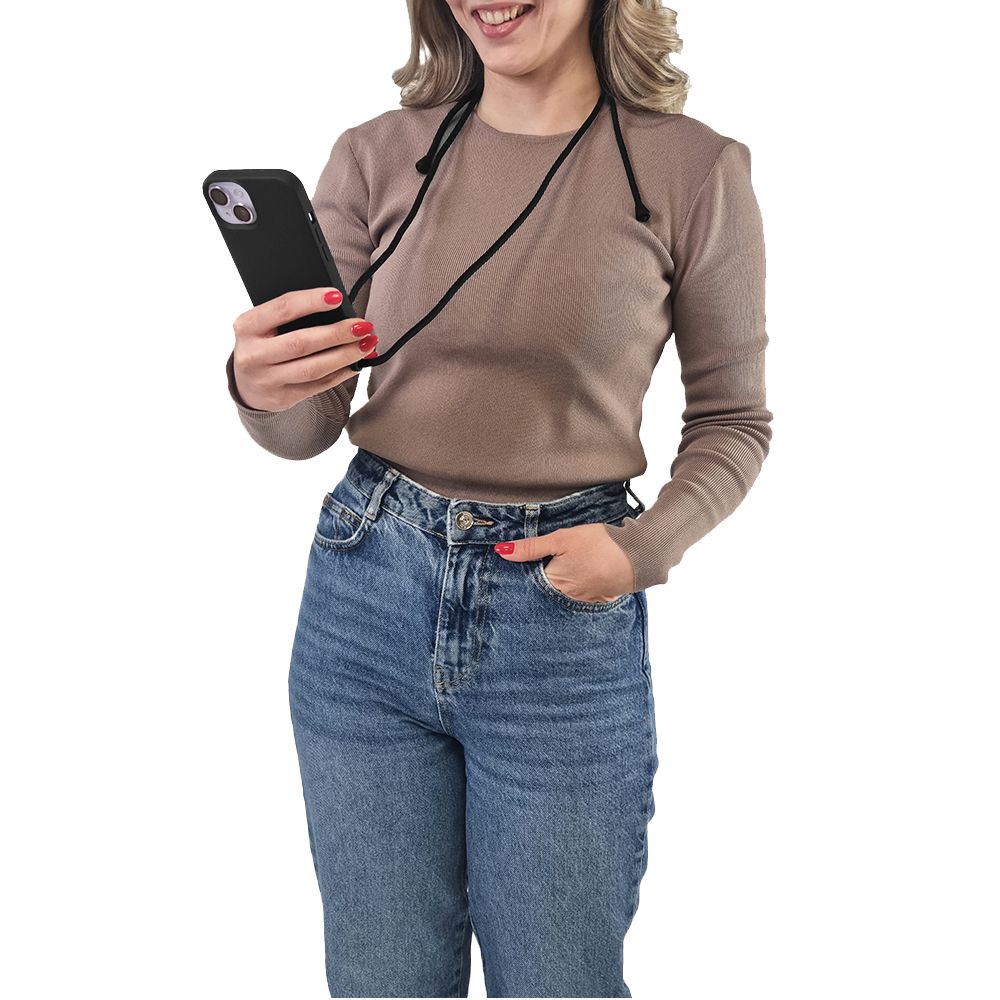 Θήκη Σιλικόνης με Κορδόνι CarryHang Sonique Samsung Galaxy S24 / S24 Plus / S24 Ultra / S24 FE Μαύρο