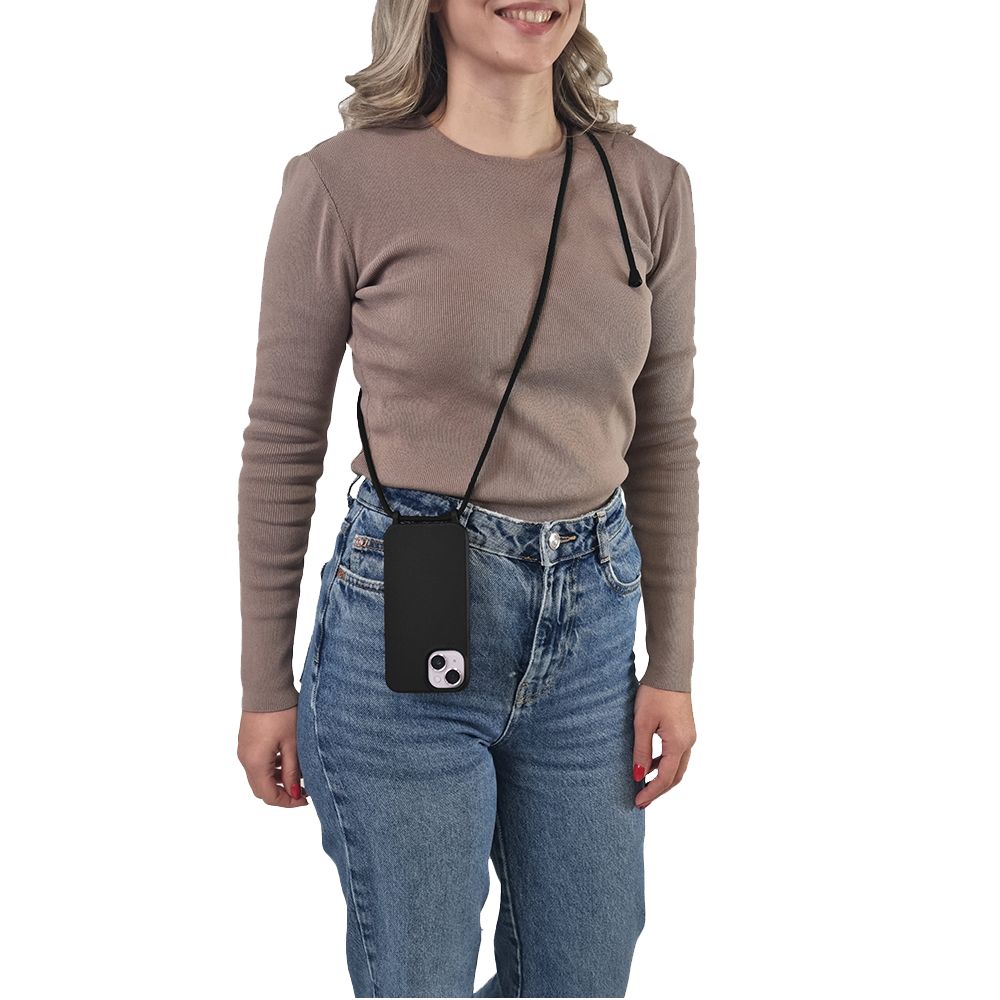 Θήκη Σιλικόνης με Κορδόνι CarryHang Sonique Samsung Galaxy S24 / S24 Plus / S24 Ultra / S24 FE Μαύρο