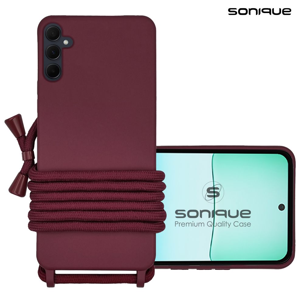 Θήκη Σιλικόνης με Κορδόνι CarryHang Sonique Samsung Galaxy S24 / S24 Plus / S24 Ultra / S24 FE Μπορντό