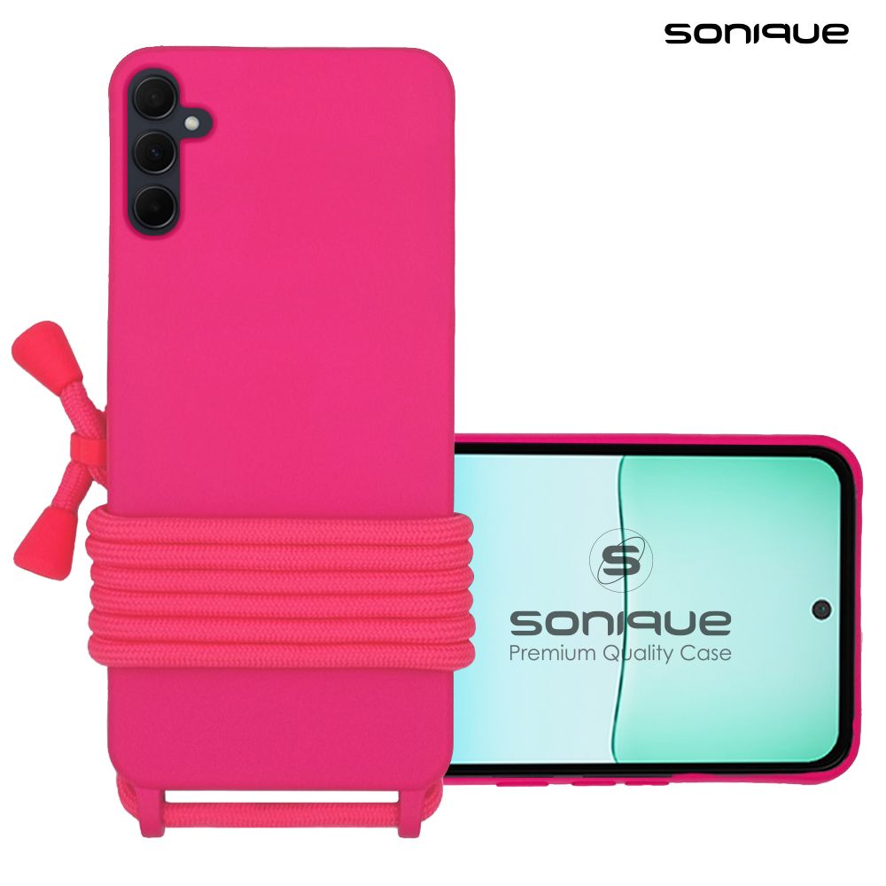 Θήκη Σιλικόνης με Κορδόνι CarryHang Sonique Samsung Galaxy S24 / S24 Plus / S24 FE Φουξ