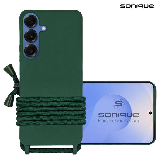 Θήκη Σιλικόνης με Κορδόνι CarryHang Sonique Samsung Galaxy S25 / S25 Plus / S25 Ultra / S25 Edge Ultra Πράσινο Σκούρο