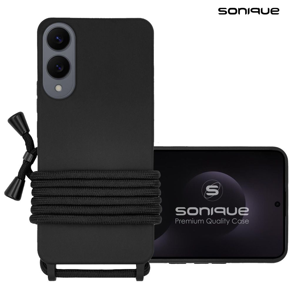 Θήκη Σιλικόνης με Κορδόνι CarryHang Sonique Samsung Galaxy S25 / S25 Plus / S25 Ultra / S25 Edge Μαύρο