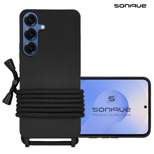 Θήκη Σιλικόνης με Κορδόνι CarryHang Sonique Samsung Galaxy S25 / S25 Plus / S25 Ultra / S25 Edge Μαύρο
