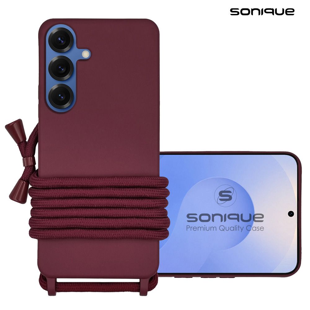 Θήκη Σιλικόνης με Κορδόνι CarryHang Sonique Samsung Galaxy S25 / S25 Plus / S25 Ultra / S25 Edge Μπορντό