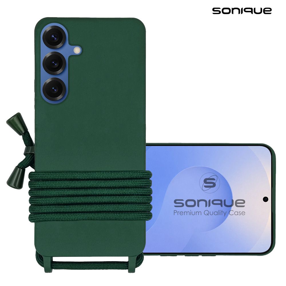 Θήκη Σιλικόνης με Κορδόνι CarryHang Sonique Samsung Galaxy S25 / S25 Plus / S25 Ultra / S25 Edge Ultra Πράσινο Σκούρο