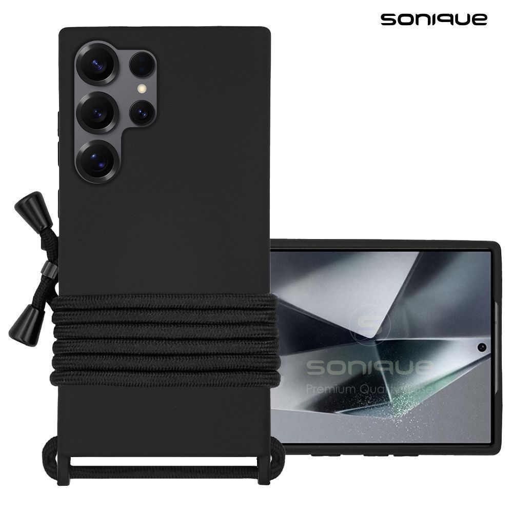 Θήκη Σιλικόνης με Κορδόνι CarryHang Sonique Samsung Galaxy S25 / S25 Plus / S25 Ultra / S25 Edge Μαύρο