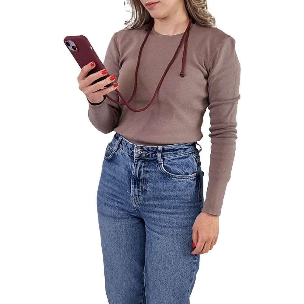 Θήκη Σιλικόνης με Κορδόνι CarryHang Sonique Samsung Galaxy S24 / S24 Plus / S24 Ultra / S24 FE Μπορντό