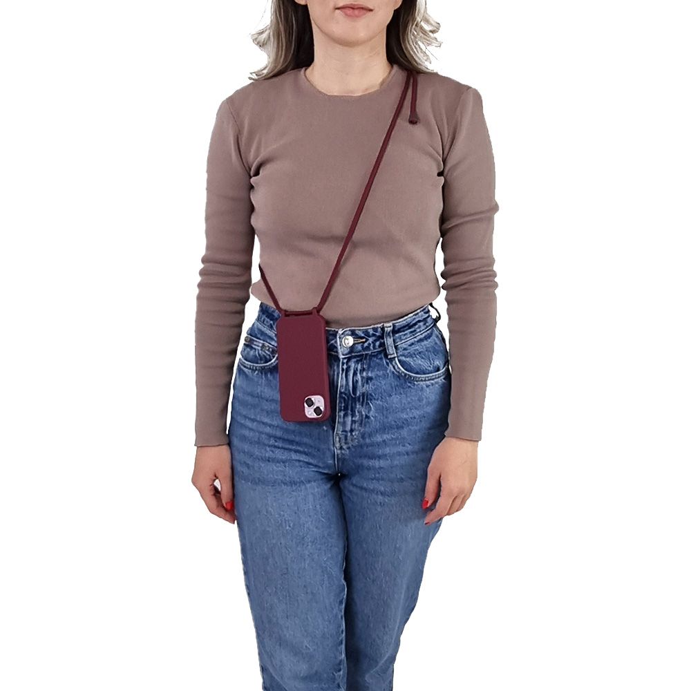 Θήκη Σιλικόνης με Κορδόνι CarryHang Sonique Samsung Galaxy S24 / S24 Plus / S24 Ultra / S24 FE Μπορντό