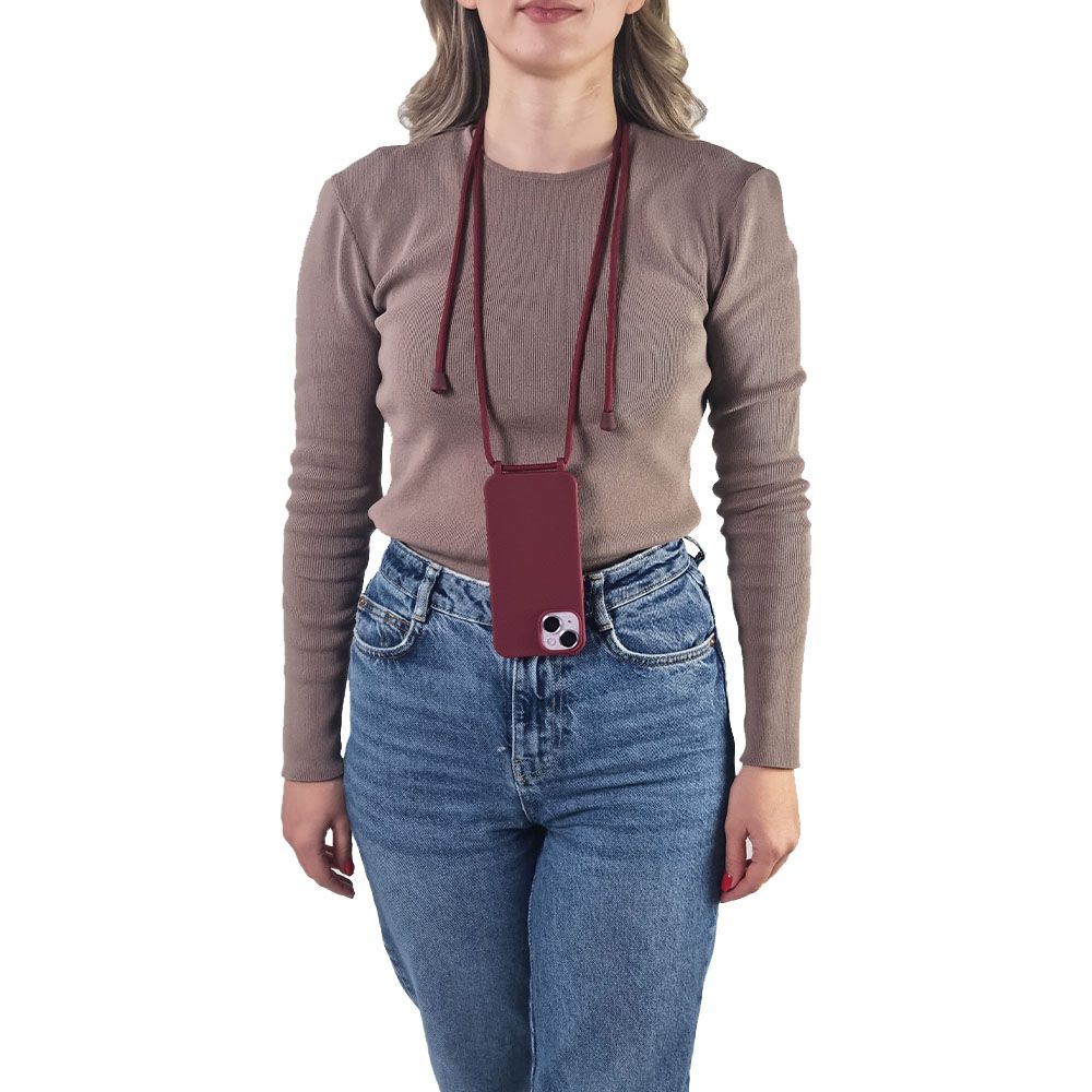 Θήκη Σιλικόνης με Κορδόνι CarryHang Sonique Samsung Galaxy S24 / S24 Plus / S24 Ultra / S24 FE Μπορντό