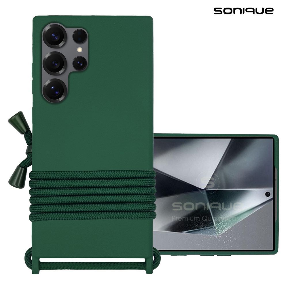 Θήκη Σιλικόνης με Κορδόνι CarryHang Sonique Samsung Galaxy S25 / S25 Plus / S25 Ultra / S25 Edge Ultra Πράσινο Σκούρο