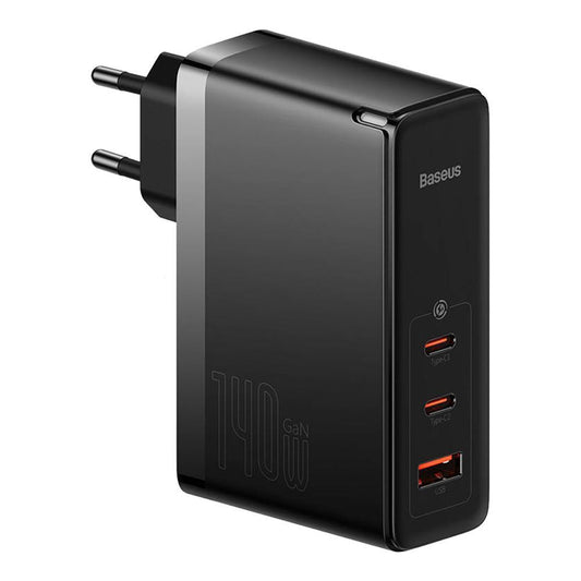 Φορτιστής Baseus GaN5 Pro Quick Charger 2xUSB-C + USB 140W με καλώδιο Type-C Μαύρο