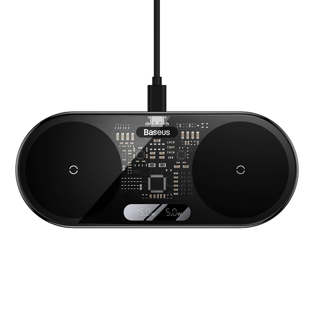Ασύρματος Φορτιστής Baseus Dual Qι Digital LED 20W Μαύρο
