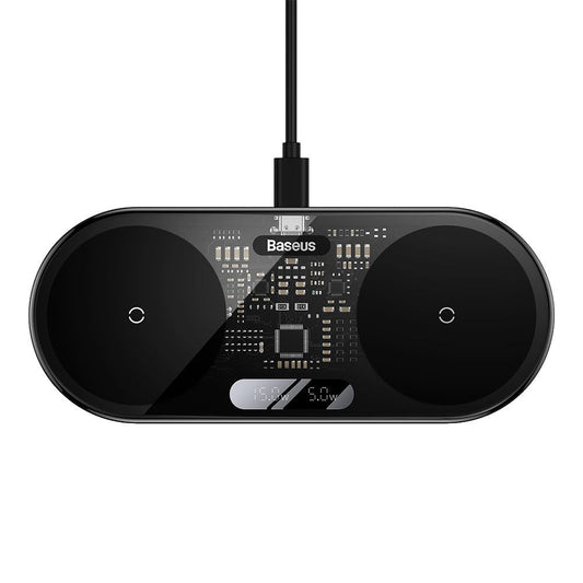 Ασύρματος Φορτιστής Baseus Dual Qι Digital LED 20W Μαύρο