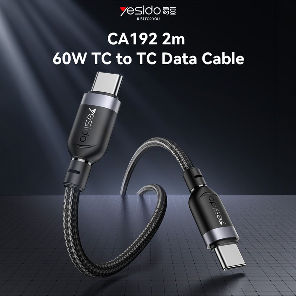 Καλώδιο Yesido CA192 Braided Type-C σε Type-C 60W 2m Μαύρο