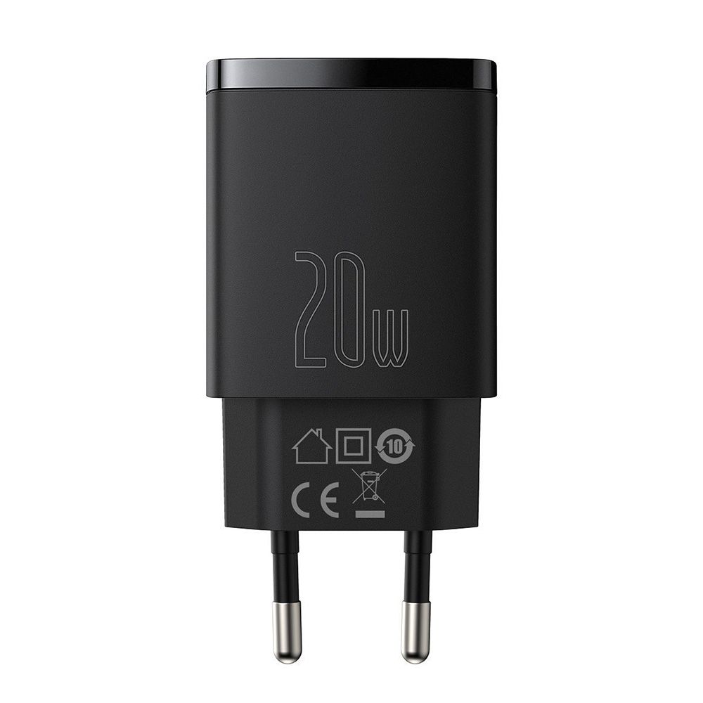 Φορτιστής Baseus Compact Quick Charger 20W Type C & USB-A Μαύρο / Λευκό