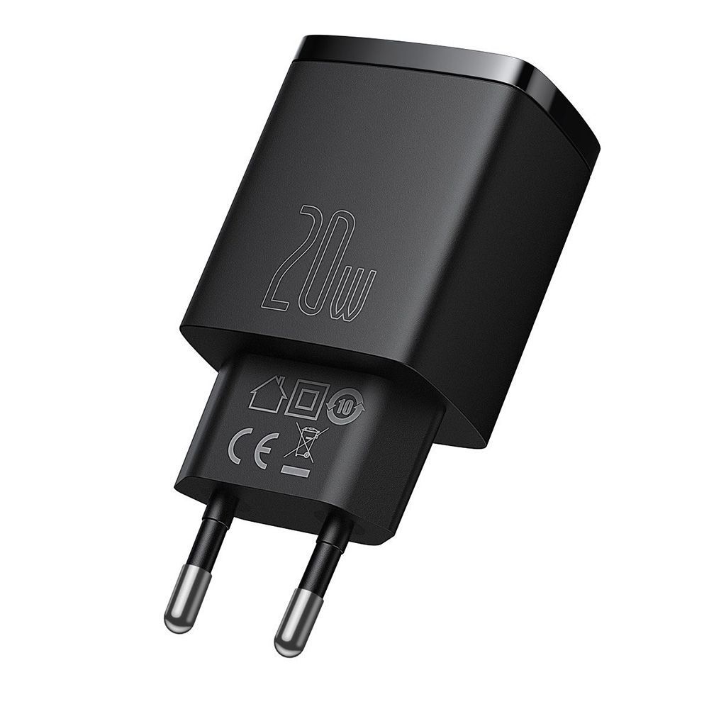 Φορτιστής Baseus Compact Quick Charger 20W Type C & USB-A Μαύρο / Λευκό