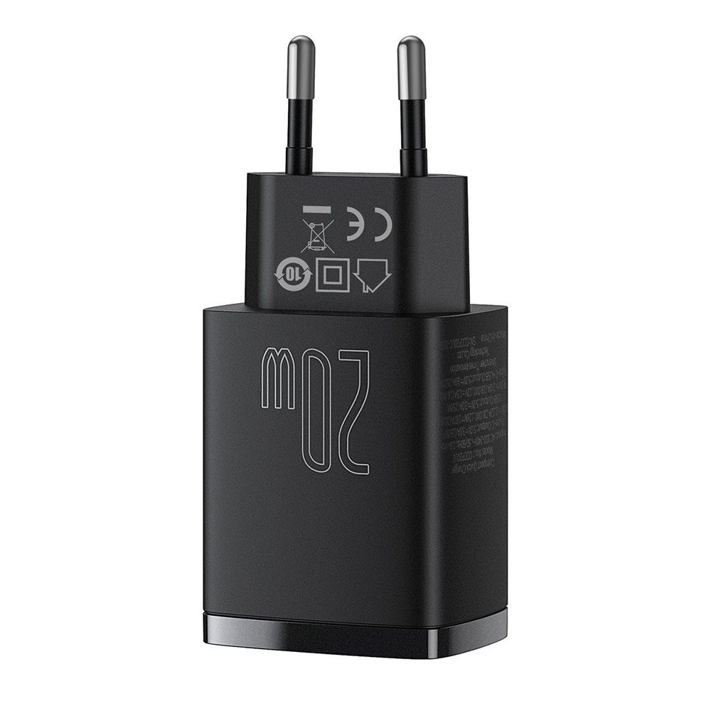 Φορτιστής Baseus Compact Quick Charger 20W Type C & USB-A Μαύρο / Λευκό