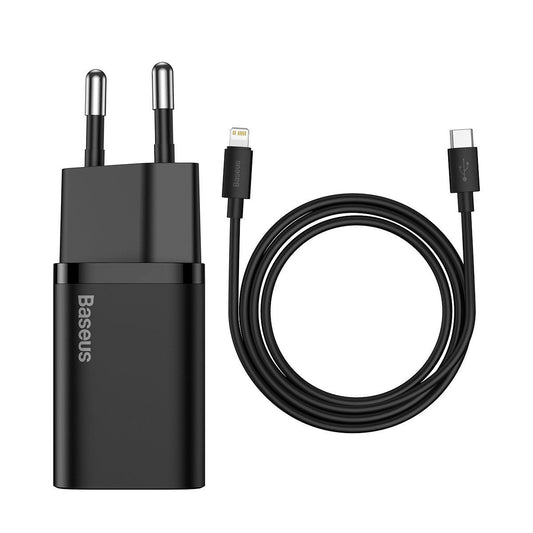 Φορτιστής Baseus Super Si Quick Charger 1C 20W Type C με Καλώδιο Lightning 1m Μαύρο / Λευκό