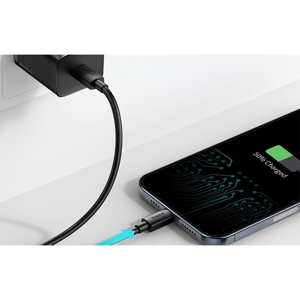 Φορτιστής Baseus Super Si Quick Charger 1C 20W Type C με Καλώδιο Lightning 1m Μαύρο / Λευκό