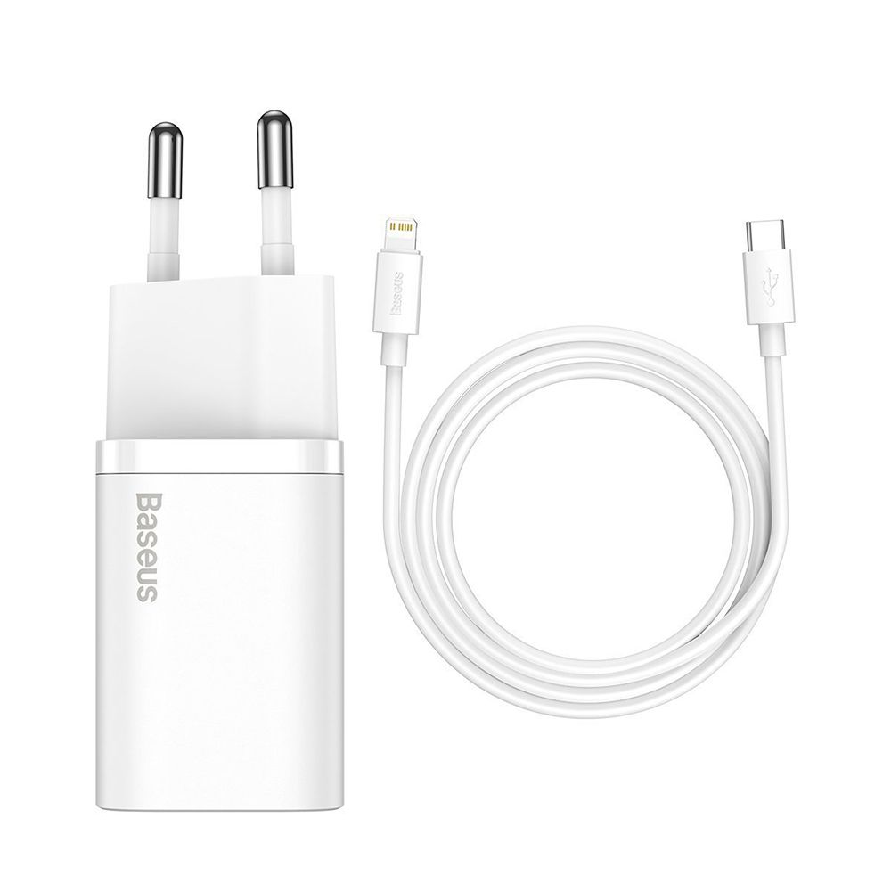 Φορτιστής Baseus Super Si Quick Charger 1C 20W Type C με Καλώδιο Lightning 1m Μαύρο / Λευκό