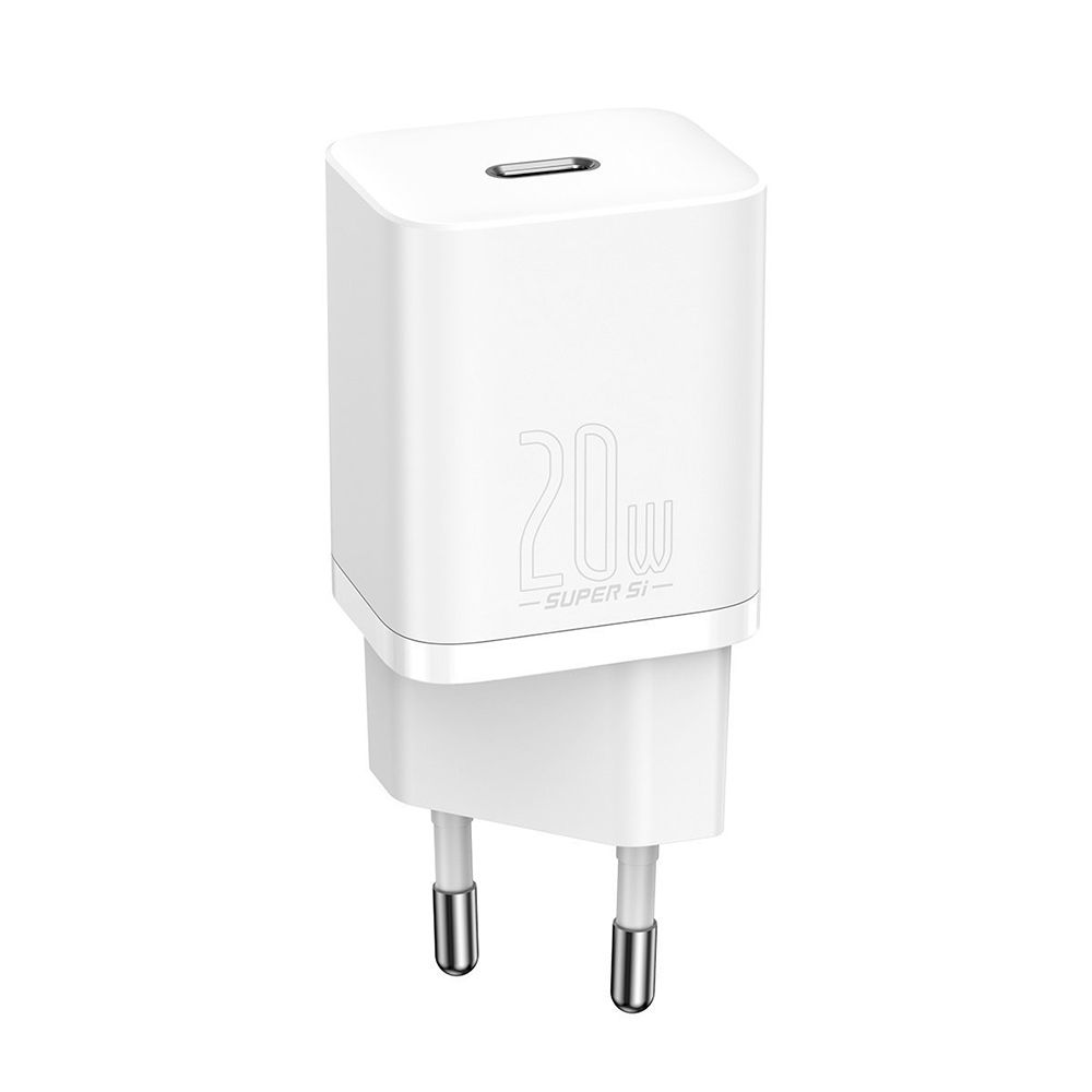 Φορτιστής Baseus Super Si Quick Charger 1C 20W Type C με Καλώδιο Lightning 1m Μαύρο / Λευκό