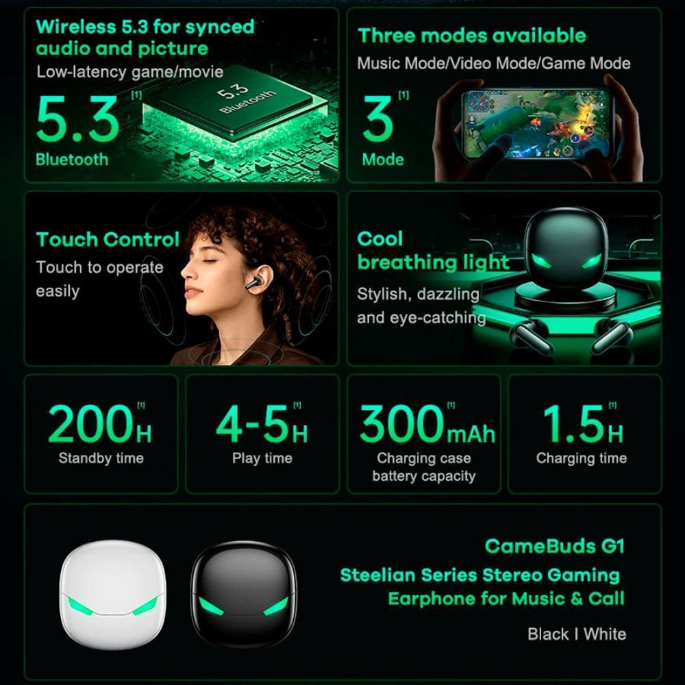 Ακουστικά Bluetooth Remax Steelian Series GameBuds G1 Μαύρο