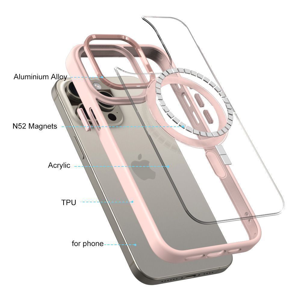 Θήκη Magnetic MagMetal Sonique Apple iPhone 17 Pro Max Ροζ - Ροζ
